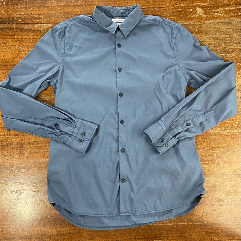 J Lindeberg Men's Button Down Long Sleeve Shirt Slim Fit Medium Blue-Gray M